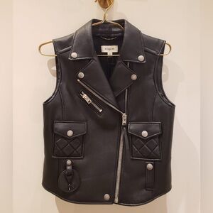 Coach Black Calfskin Leather Vest Size XS